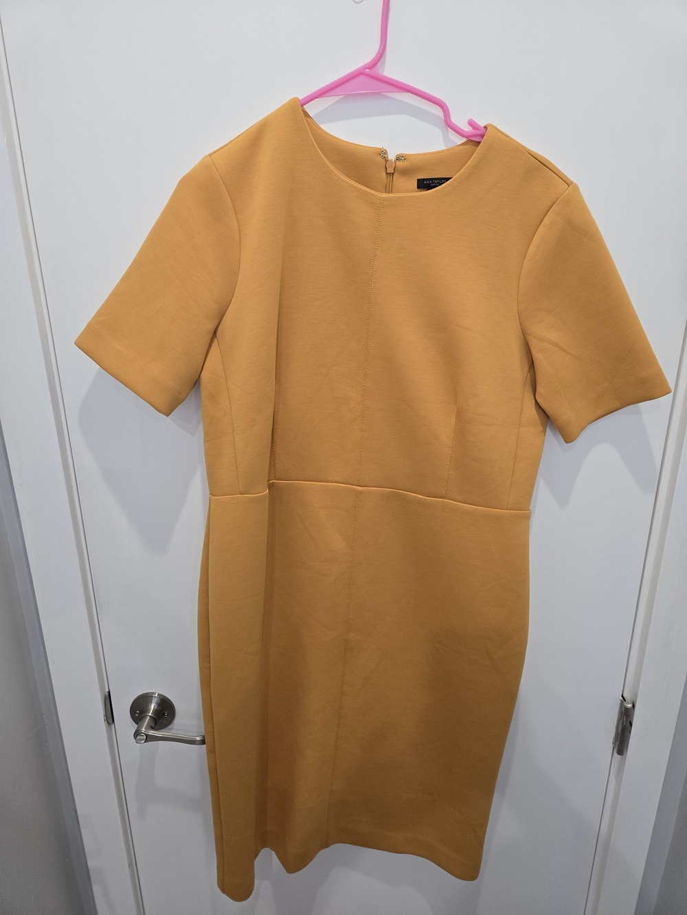 Ann Taylor Ochre Short-Sleeve Sheath Dress